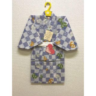 子供用　浴衣　100～110サイズ　レトロ（3～4才用）　うちわ柄(甚平/浴衣)