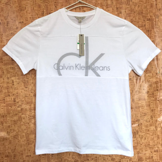 ck Calvin Klein(シーケーカルバンクライン)のメッシュ切り替え ♪ カルバン クライン ビッグロゴ Tシャツ S 白 メンズのトップス(Tシャツ/カットソー(半袖/袖なし))の商品写真