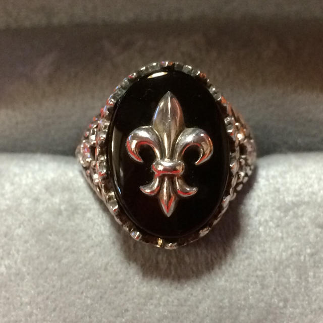 PATRICK COX 百合の紋章オニキスシルバーリング(USED)美品 - リング(指輪)