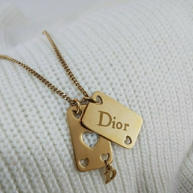 【未使用】ディオール　Dior トランプ　ロゴ　ネックレス　ゴールド
