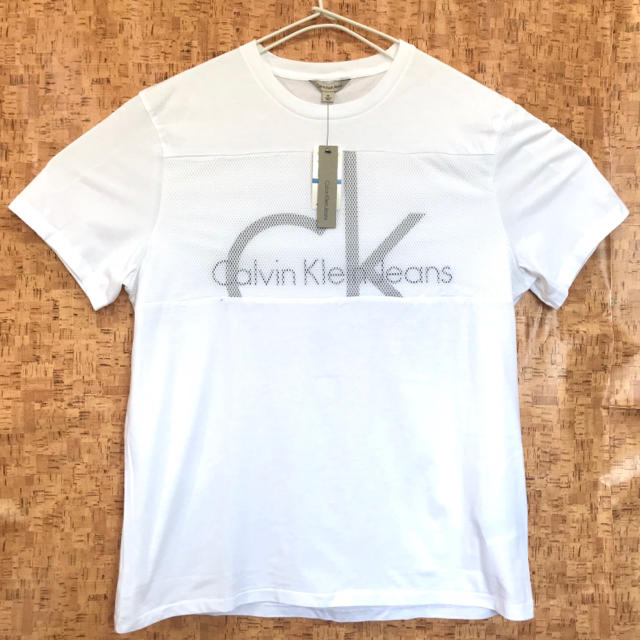 Calvin Klein(カルバンクライン)のメッシュ切り替え ♪ カルバン クライン ビッグロゴ Tシャツ XL 白 メンズのトップス(Tシャツ/カットソー(半袖/袖なし))の商品写真