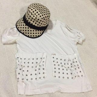 シーバイクロエ(SEE BY CHLOE)のSeeByChloe デザイン Tシャツ スタッズ ポケット 白 ホワイト(Tシャツ(半袖/袖なし))