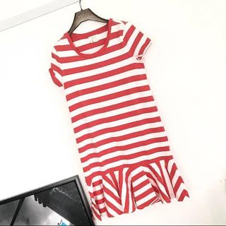 ケイトスペードニューヨーク(kate spade new york)の【新品】ケイトスペード XSサイズ 半袖 Tシャツ ワンピース フリル(ひざ丈ワンピース)