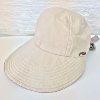 フィラ(FILA)のFILA フィラ サンバイザー キャップ 帽子 混麻 リボン ベージュ系(キャップ)