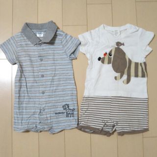 オシュコシュ(OshKosh)のOshkosh H&M　半袖ロンパース カバーオール 60〜70(ロンパース)