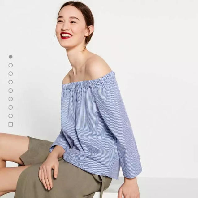 ZARA(ザラ)のZARA オフショルダーブラウス シャツ ストライプ レディースのトップス(シャツ/ブラウス(半袖/袖なし))の商品写真