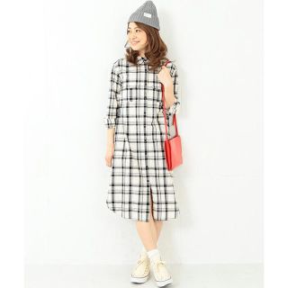 レイビームス(Ray BEAMS)のRayBEAMS チェックロングシャツワンピース 即完売 ガウン(ロングワンピース/マキシワンピース)