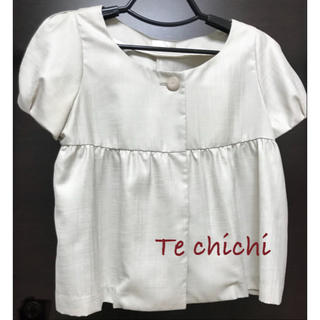 テチチ(Techichi)のTe chichi  ノーカラー サマージャケット ライトグレー パフスリーブ(ノーカラージャケット)