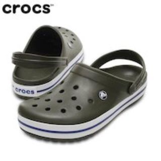 クロックス(crocs)の残少 クロックス 28cm ダークグリーン ホワイト クロッグビーチサンダル(サンダル)