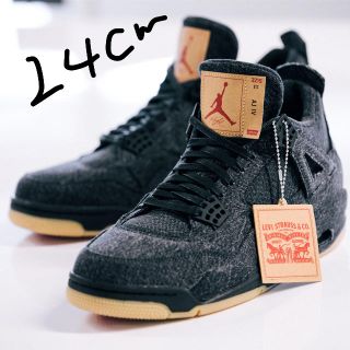 ナイキ(NIKE)のlevis air jordan 4 black denim 24cm(スニーカー)