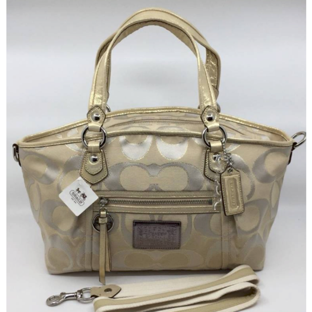 COACH Poppy Khaki Lurex Rocker トートバッグ