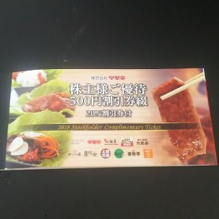 安楽亭  株主優待券  13000円分+20%割引券(レストラン/食事券)
