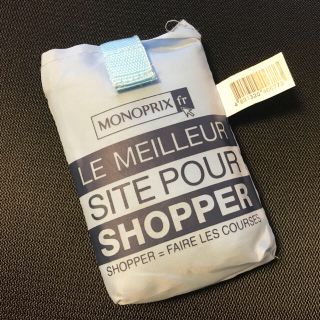 【フランス モノプリ①MONOPRIX  BLUE 紺・水色エコバッグ】(エコバッグ)