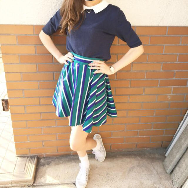 SLY(スライ)のストライプスカート フレア レディースのスカート(ミニスカート)の商品写真