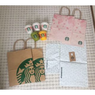 スターバックスコーヒー(Starbucks Coffee)のスタバ プリンカップ  桜 2018 マンゴー 抹茶 紙袋 ビニール袋 留め紙(容器)