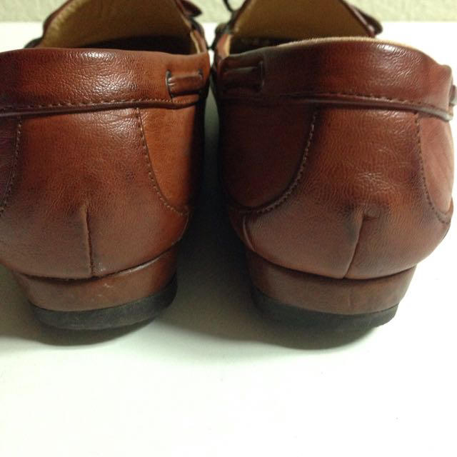 モカシン・レザー☆シューズ、ブラウン レディースの靴/シューズ(ローファー/革靴)の商品写真