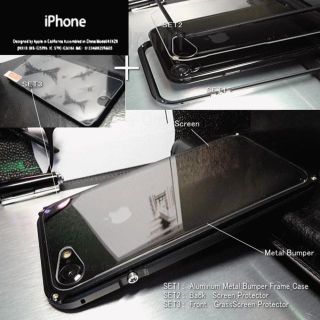 iPhone8/iPhone7■黒■３層組立アルミバンパー+ｽｸﾘｰﾝ+ｶﾞﾗｽ(iPhoneケース)