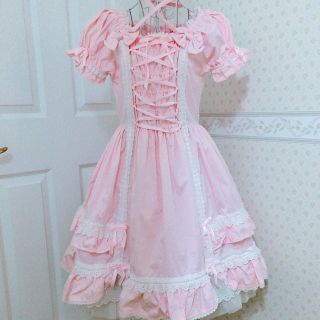 アンジェリックプリティー(Angelic Pretty)のAngelic Pretty はしごレース ワンピース ピンク(ひざ丈ワンピース)