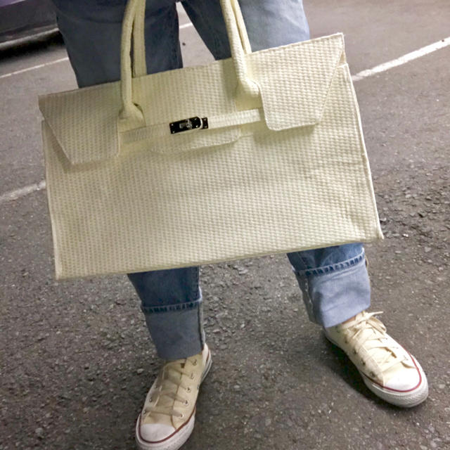 【海外限定】 UNITED ホワイト ジュートバーキン風バッグ 夏素材 かごバッグ - ARROWS かごバッグ+ストローバッグ