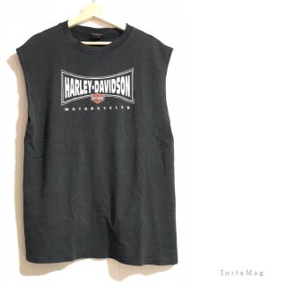 ハーレーダビッドソン(Harley Davidson)のHARLEY-DAVIDSON＊古着 ノースリーブTシャツ 黒 ブラック(Tシャツ/カットソー(半袖/袖なし))