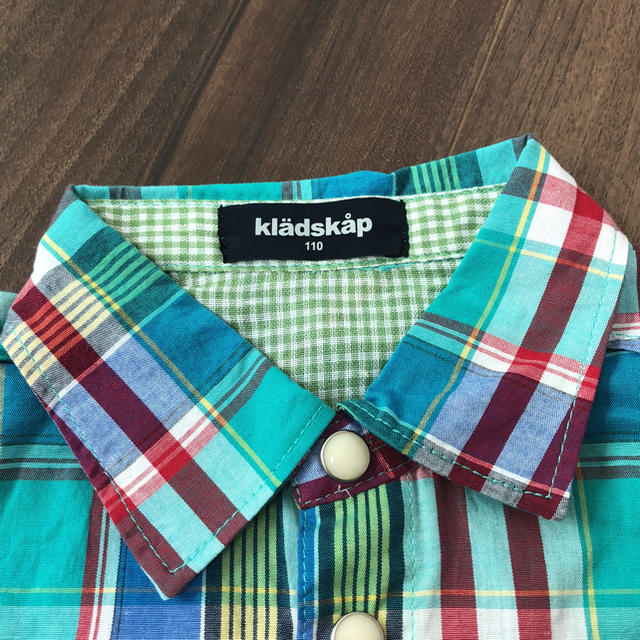 kladskap(クレードスコープ)の男の子 チェックシャツ 半袖 110 キッズ/ベビー/マタニティのキッズ服男の子用(90cm~)(ブラウス)の商品写真
