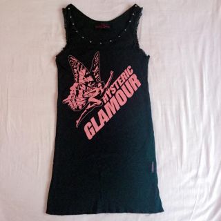 ヒステリックグラマー(HYSTERIC GLAMOUR)のHysteric glamour ◆ロング丈タンクトップ◆ピンク◆黒◆キャバ嬢(タンクトップ)