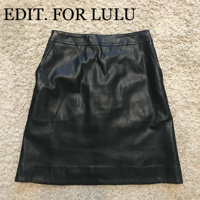 EDIT.FOR LULU(エディットフォールル)の美品/EDIT.FOR LULU エコレザー台形スカート/ブラック/36サイズ レディースのスカート(ミニスカート)の商品写真