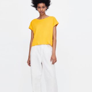 ザラ(ZARA)のZARA☆クロップド丈ベーシックTシャツ(Tシャツ(半袖/袖なし))