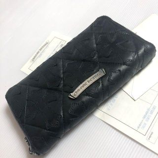 クロムハーツ(Chrome Hearts)のクロムハーツ セメタリークロス キルテッド ラウンドジップ レザー(長財布)