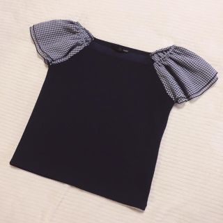 ヘザー(heather)の【引越し大SALE!!】 ♡ ヘザー ギンガム フレアー袖 トップス♡(カットソー(半袖/袖なし))