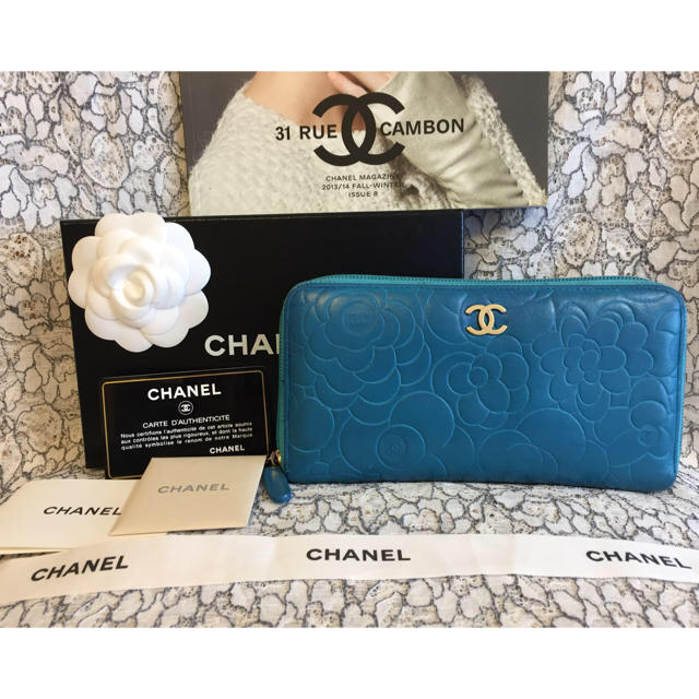 CHANEL(シャネル)のCHANEL ラウンドジップ 美品 長財布 ブルーグリーン レディースのファッション小物(財布)の商品写真