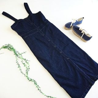 ダブルクローゼット(w closet)のw closet *ストレッチデニム前開きジャンスカ *(ひざ丈ワンピース)