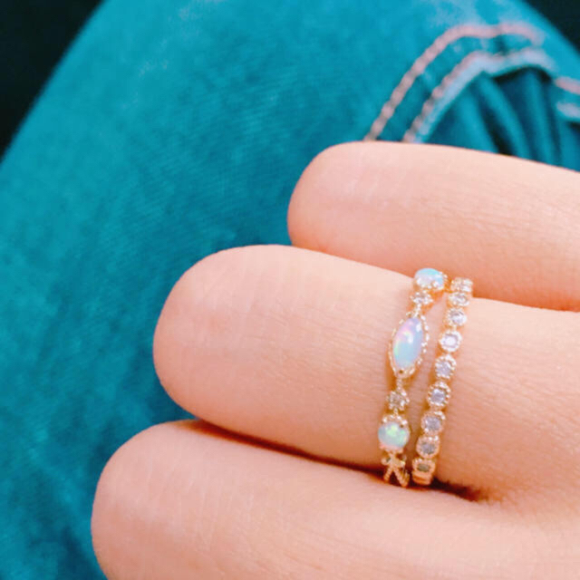贈る結婚祝い agete - K14 オパールダイヤモンドリング リング(指輪)