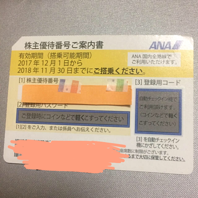 ANA(全日本空輸)(エーエヌエー(ゼンニッポンクウユ))のANA 株主優待券1枚 チケットの優待券/割引券(その他)の商品写真