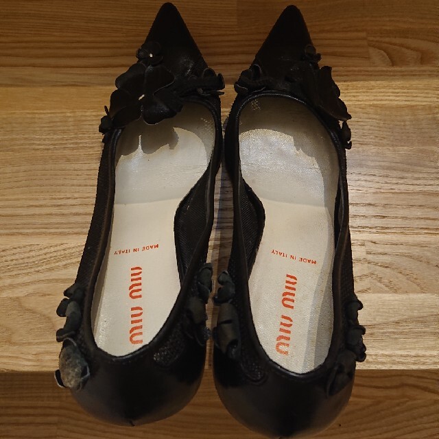 miumiu(ミュウミュウ)のmiu miu ◯ レザー×メッシュ パンプス ◯ 黒 レディースの靴/シューズ(ハイヒール/パンプス)の商品写真