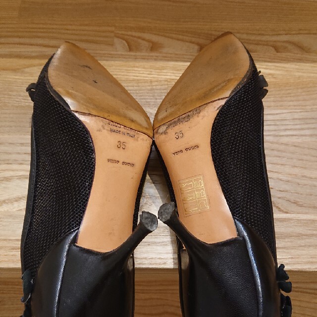 miumiu(ミュウミュウ)のmiu miu ◯ レザー×メッシュ パンプス ◯ 黒 レディースの靴/シューズ(ハイヒール/パンプス)の商品写真