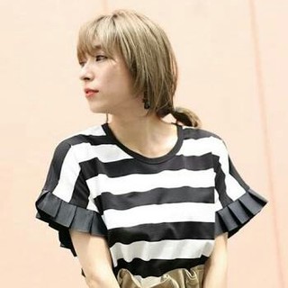 selectMOCA★袖リボンボーダーTシャツ(Tシャツ(半袖/袖なし))