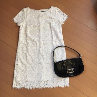 ザラ(ZARA)の美品 ZARA ザラ レース ワンピース 白 アイボリー(ミニワンピース)