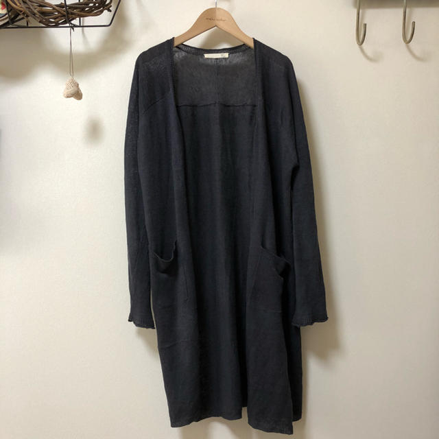 nest Robe(ネストローブ)の【美品】nest Robe ✩リネンロングカーディガン✩ネービー レディースのトップス(カーディガン)の商品写真