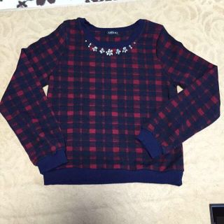 イング(INGNI)のビジュー付チェック長袖TOPS(カットソー(長袖/七分))