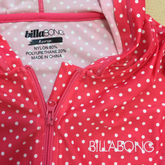 billabong(ビラボン)のビラボンのピンクのドットのラッシュパーカーＬサイズ レディースの水着/浴衣(水着)の商品写真