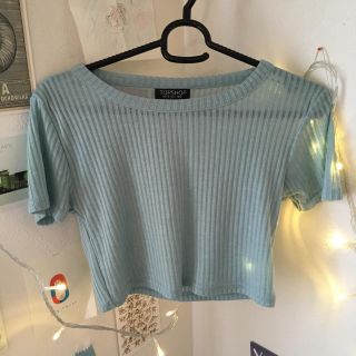 トップショップ(TOPSHOP)のTOPSHOP ベイビーブルーのクロップトップス(Tシャツ(半袖/袖なし))