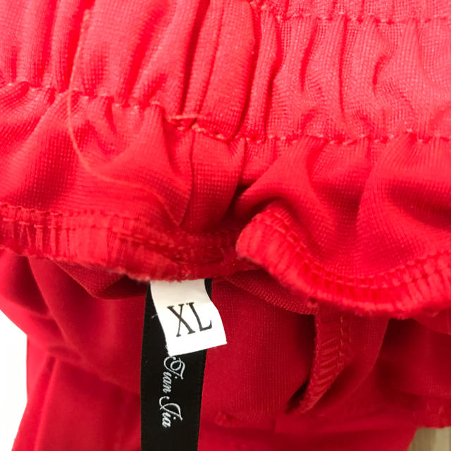 サイドラインパンツ レディース ワイドパンツ 韓国 レッド 赤 XL レディースのパンツ(カジュアルパンツ)の商品写真