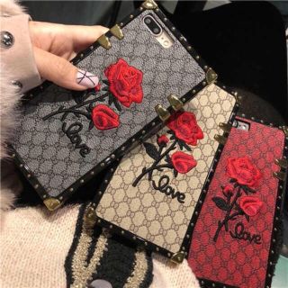 iPhoneケース スクエア 薔薇 GUCCI風(iPhoneケース)