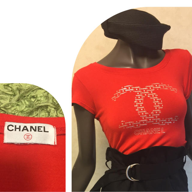 CHANEL シャネル ロゴ半袖Ｔシャツ 赤