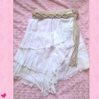 リズリサ(LIZ LISA)の春夏♥ベルト付アシメコットンスカート♡L(ひざ丈スカート)