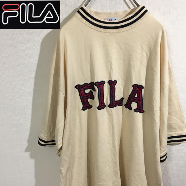 FILA(フィラ)のOLD FILA フィラ  ビッグロゴ  ビッグシルエット 90s ベージュ メンズのトップス(Tシャツ/カットソー(半袖/袖なし))の商品写真