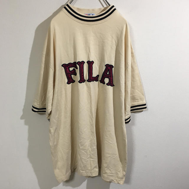 FILA(フィラ)のOLD FILA フィラ  ビッグロゴ  ビッグシルエット 90s ベージュ メンズのトップス(Tシャツ/カットソー(半袖/袖なし))の商品写真