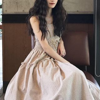 カスタネ(Kastane)のlattice pattern strap dress (ロングワンピース/マキシワンピース)