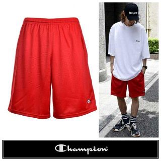 チャンピオン(Champion)の【M】Chaｍpion チャンピオン 3.7oz レッド　メッシュショーツ 新品(ショートパンツ)